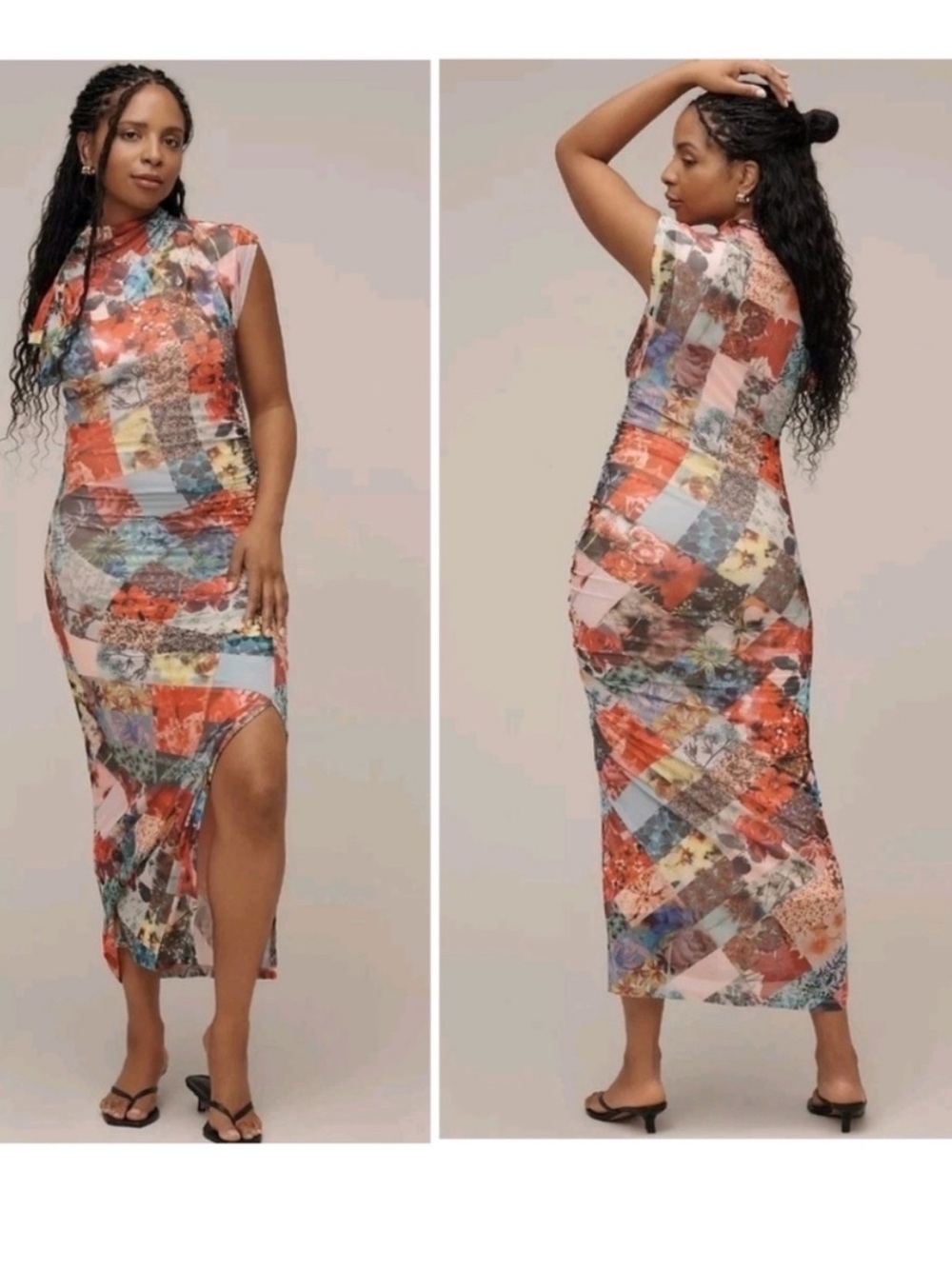 NWT Maya Ruched Cowl-Neck Dress: Mesh Edition by Anthropologie - Picture 3 of 14